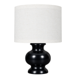 Black Wooden Pitcher Table Lamp with Drum Lampshade Classic White