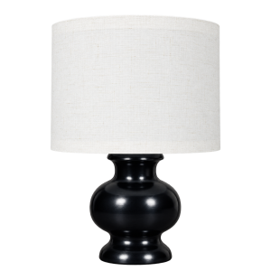Black Wooden Pitcher Table Lamp with Drum Lampshade Classic White