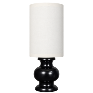 Black Wooden Pitcher Table Lamp with Tall Drum Lampshade