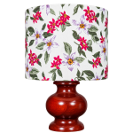 floral wood table lamp Koya Bazar Burnished Wooden Pitcher Table Lamp with Drum Lampshade