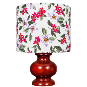 floral wood table lamp Koya Bazar Burnished Wooden Pitcher Table Lamp with Drum Lampshade
